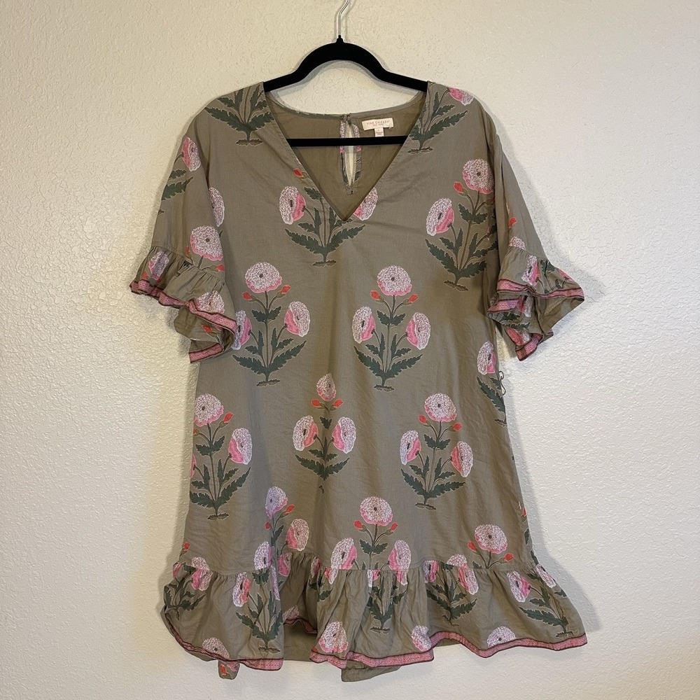 Pink Chicken New York Dress Size L Cotton Floral Casual Boho Spring Travel